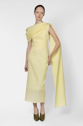 Roksanda Ilincic Maite Asymmetric Textured Midi Dress in Limoncello at Nordstrom, Size 10