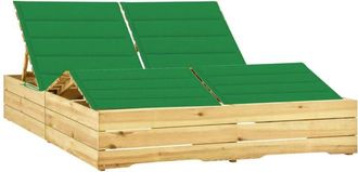 vidaXL Tumbona Doble Y Cojines Madera Pino Impregnada Verde Vidaxl