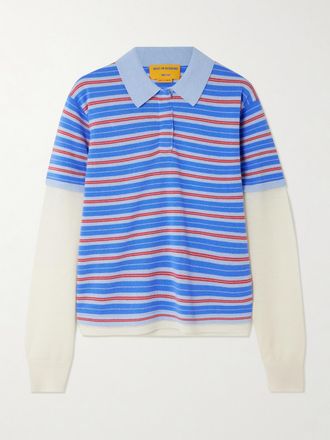 Guest In Residence Polo In Cashmere A Righe - Blu