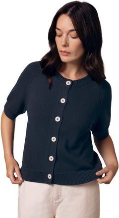 Celtic & Co. Short Sleeve Knitted Cardigan in Navy at Nordstrom, Size X-Large