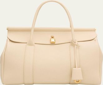 Loro Piana Loom 32 Grained Leather Top-Handle Bag