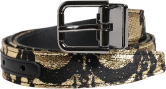 Dolce & Gabbana Mens Multicolor Jacquard Leather Metal Buckle Belt