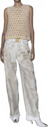 Nude Spray Painted Pants In White