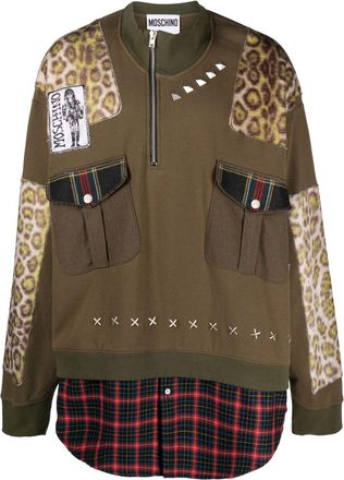 Moschino panelled cotton sweatshirt - men - Cotton - 44 - Green