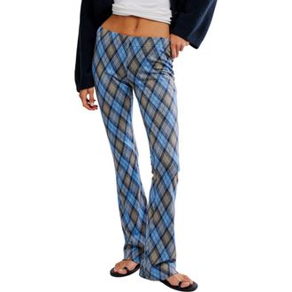 Free People Chloe Plaid Flare Leg Knit Pants in Periwinkle Combo at Nordstrom Rack, Size X-Large
