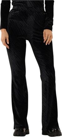 Colourful rebel Zebra Velvet Flare Broek - Dames - Wijde Broeken - Blauw - XS - Broeken
