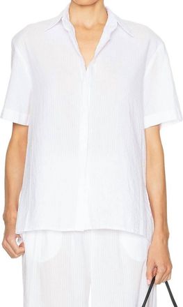 Enza Costa Seersucker Resort Shirt In White
