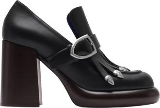 Burberry 95Mm Round Toe Leather Wedge Pumps, Brand Size 37 (US Size 7)