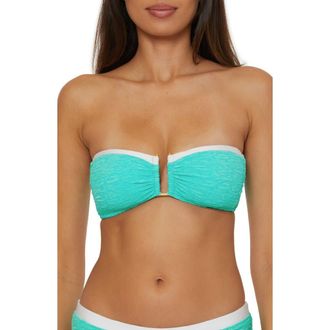Trina Turk Indio Banded Bandeau Swim Top in Aqua at Nordstrom, Size 10