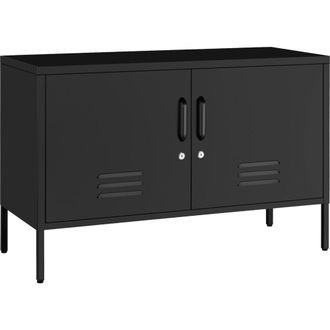 TecTake Aparador met&aacute;lico de acero con cerradura 100 x 42,5 x 65 cm, negro