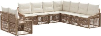vidaXL Conjunto De Sof&aacute;s De Jard&iacute;n 9 Uds. Beige Rat&aacute;n Sint&eacute;tico Vidaxl