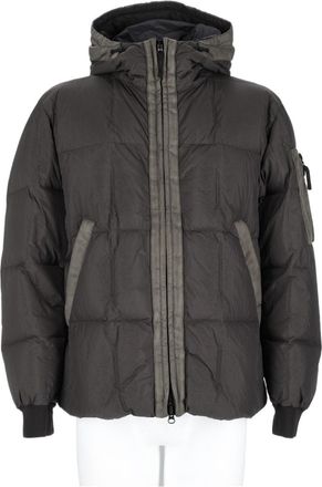 Stone Island Grey Quilted Hooded Buckle Jacket