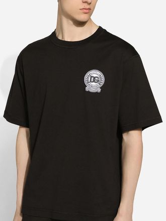 Dolce & Gabbana Mens Roman Numerals Crest Embroidered Logo T-Shirt in Black