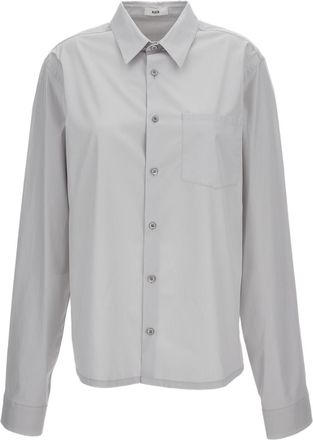 Rier Grey Boxy Cotton Poplin Shirt