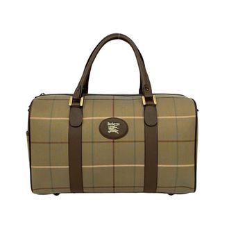 Burberry Brown Khaki Canvas Leather Boston Bag (Pre-Owned)