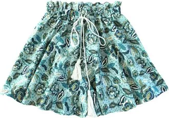 Brunna.Co Sekar Floral Skort | High-Waisted Cotton Skirt Shorts in Blue at Nordstrom, Size Small/medium