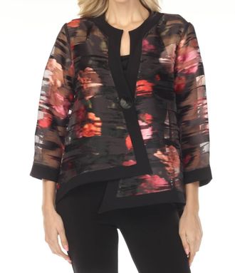 Joseph Ribkoff Floral Organza Swing Jacket In Black/multi