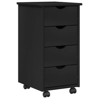 vidaXL Gabinete Rodante 34 X 39 X 65,5 Cm Madera De Pino Macizo Negro Vidaxl