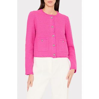 Milly Sade Textured Cardigan in Pink at Nordstrom, Size Small P