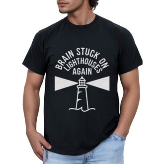 Generic Lighthouse Keeper, Brain Stuck on Lighthouse Again Shirt, Mens Graphic T Shirt, T Shirts for Men UK, Tee Shirt Printing Short Sleeve, 3D Printing T Sh