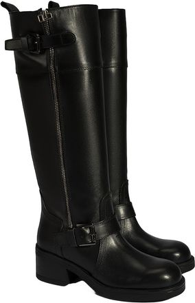 Desa Woman Over-the-Knee Boots - Leather Upper, Zip Fastening, Flat Heel, Breathable | Black - 39