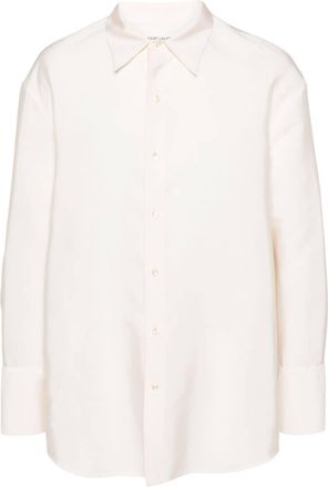 Saint Laurent faille button-up shirt - men - Wool/Acetate - OS - Neutrals