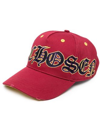 Philipp Plein Gothic logo-print distressed cap - Red