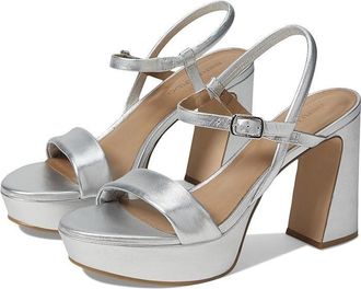 Bernardo Ventura Womens Silver Leather Platform Strappy Sandals VER672