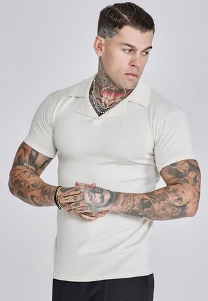 Siksilk Mens Ecru Revere Polo XL