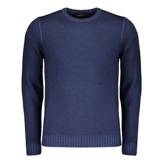 Moorer Round-neck Knitwear, male, Blue, Size: 2XL Sweater with long sleeves