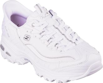 Skechers Womens DLites New Scene Hands Free Slip-in Trainers, White/Silver, 4 UK