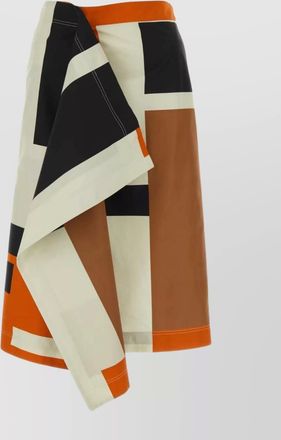 Fendi cotton high-rise printed draped asymmetric midi skirt