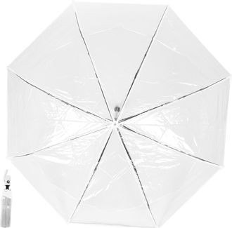 SOLUSTRE Automatic Folding Umbrella White Handle, Compact Lightweight Travel Umbrella, Three-fold Design, Portable Rain Protection for Men and Women