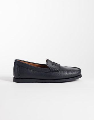 Polo Ralph Lauren mocassini Merton in pelle zigrinata neri-Nero