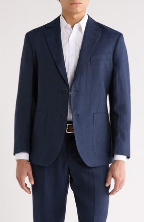 Nordstrom Henrik Trim Fit Solid Italian Linen Suit Separate Jacket in Navy Night at Nordstrom, Size 46 Xl