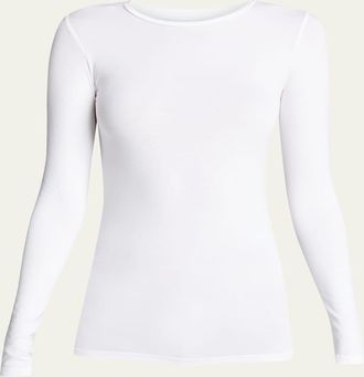 Majestic Filatures Soft Touch Flat-Edge Long-Sleeve Crewneck Top