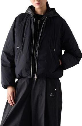 Moose Knuckles Tegan Water Repellent Layered Down Bomber Jacket in Black at Nordstrom, Size Xx-Small