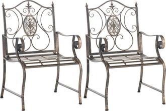 Clp Set 2 sillas de exterior con reposabrazos en metal bronce