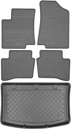 OEM Kia Rio Iii Ub Hatchback (5 Puertas) De 08.2011 A 01.2017 Set - Alfombrillas De Goma Para Coche + Alfombrilla Para Maletero