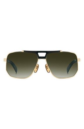 David Beckham 61mm Gradient Navigator Sunglasses in Gold Green/Green Shaded at Nordstrom