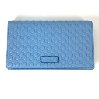 Gucci Blue Leather Chain/Shoulder Wallet (Pre-Owned)