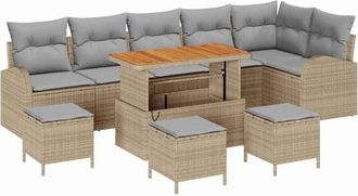 vidaXL Garden Sofa Set with Cushion 10 pcs Beige and Light Grey vidaXL