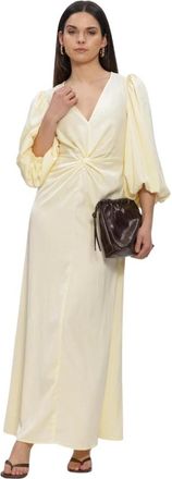 Y.A.S Yasthea LS Long Dress - Dames - Maxi kleedjes - Beige - XS - Polyester - Kleedjes