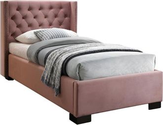 Vente-Unique Vente-unique - Letto testata capitonné - 90 x 200cm - Velluto rosa - massimo