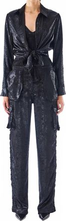 Le Superbe Glistening Button Front Shirt In Midnight Black