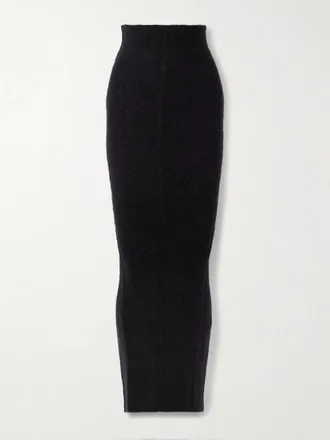 Rick Owens Gonna Maxi In Maglia A Coste Pillar - Nero