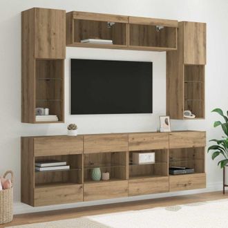 vidaXL vidaXL Set di Mobiletto da TV a Parete 6 pcs Rovere Artigianale
