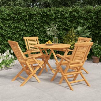 vidaXL Juego De Comedor Para Jard&iacute;n 5 Piezas Madera Maciza De Teca Vidaxl