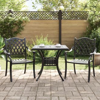vidaXL 3 Piece Garden Bistro Set - Black Cast Aluminum vidaXL
