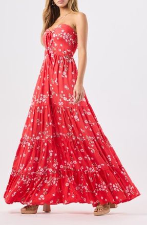 Tiare Hawaii Gardenia Maxi Dress in Floret Red at Nordstrom, Size X-Small/small